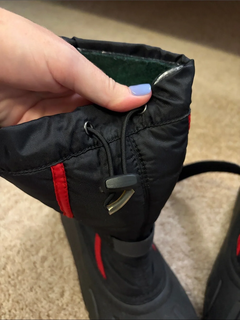 Sorel Black and Red Kids Insulated Snow Boots